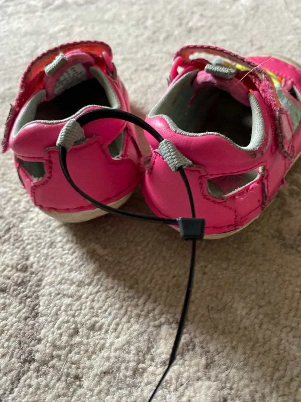 Stride Rite Girls Pink and Orange Water Shoes with Mint Accents